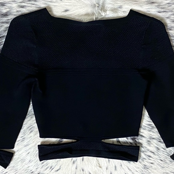 CUSHNIE ET OCHS CROPPED SLASHED KNIT TOP, SZ S BLACK - Picture 13 of 15